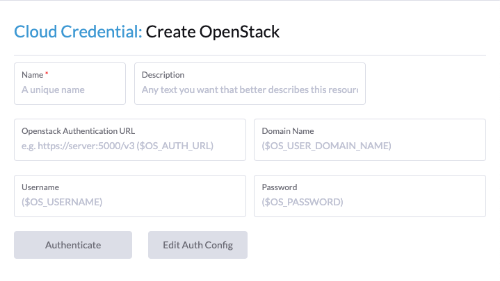 Example Cloud Credential UI!