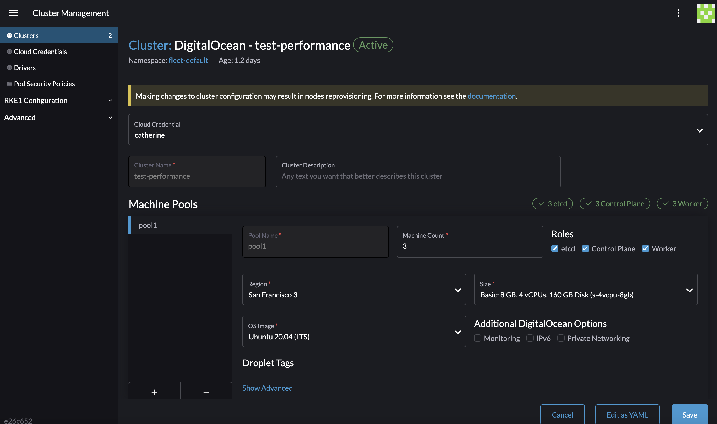 Editing a downstream RKE2 cluster