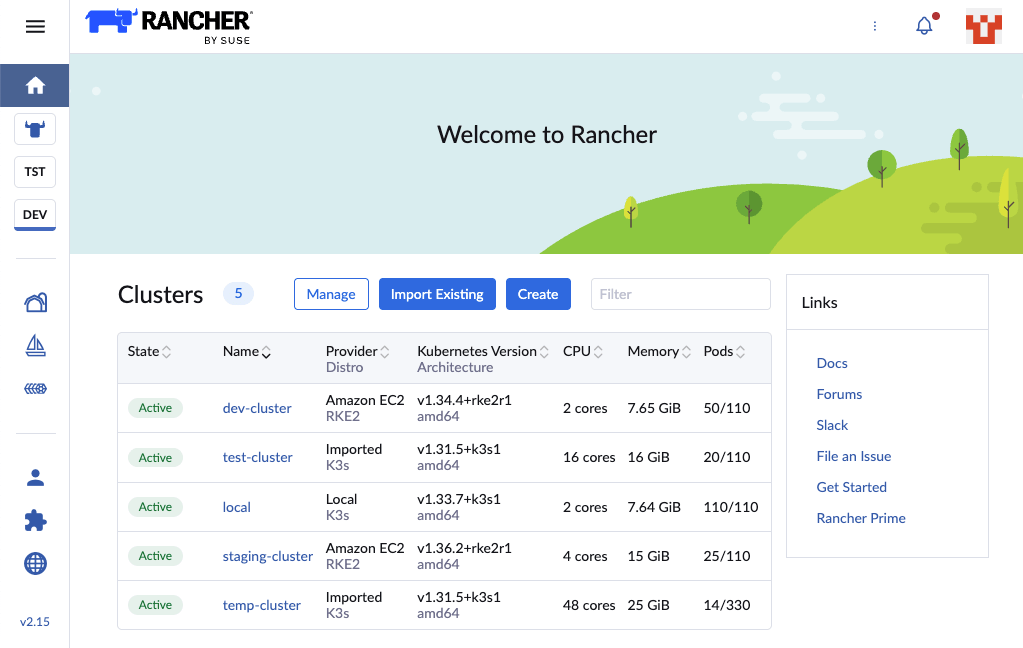Rancher home page