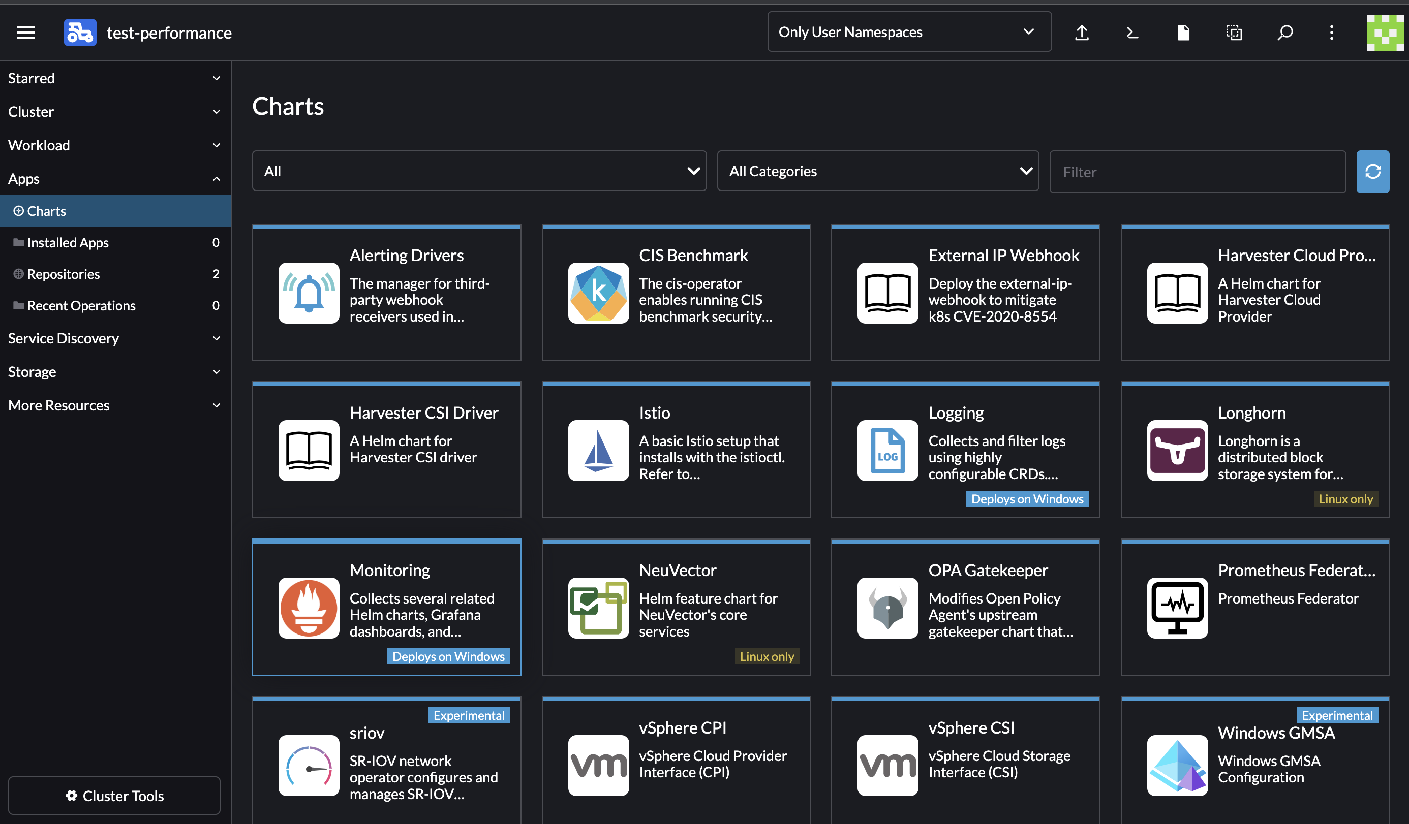 Installing apps through cluster explorer