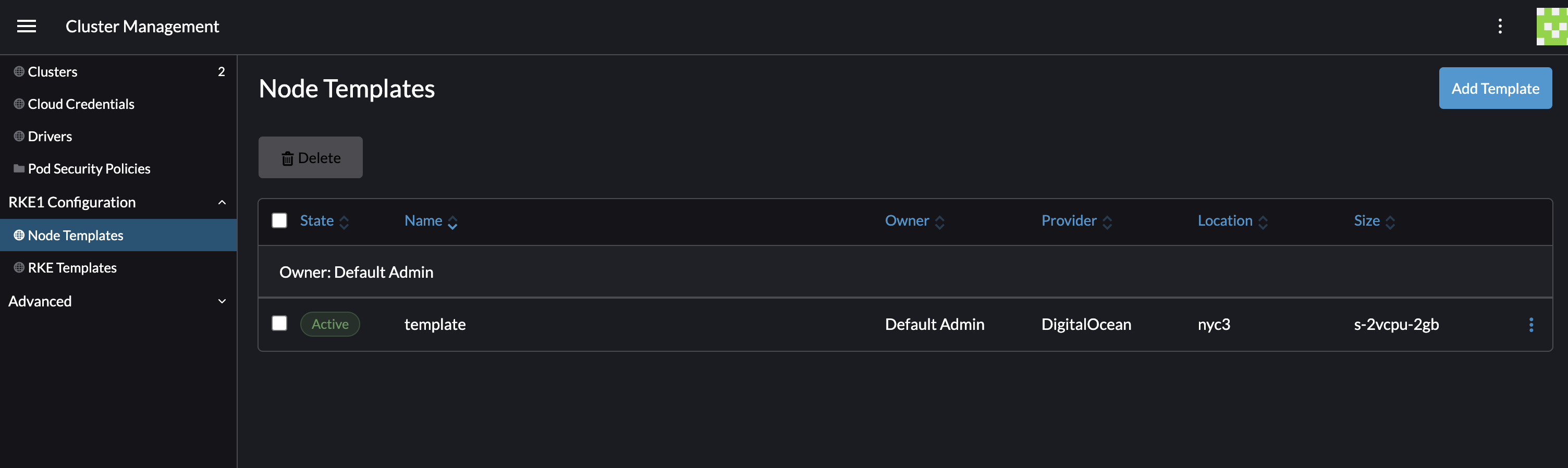 RKE1 node templates